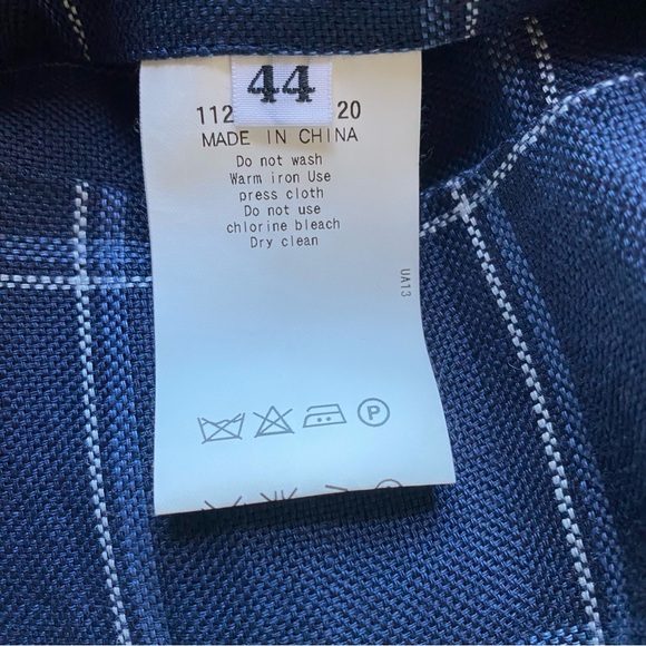 UNITED ARROWS SOVEREIGN men’s navy windowpane linen jacket, JP size 44 (US 34S) - Picture 11 of 13